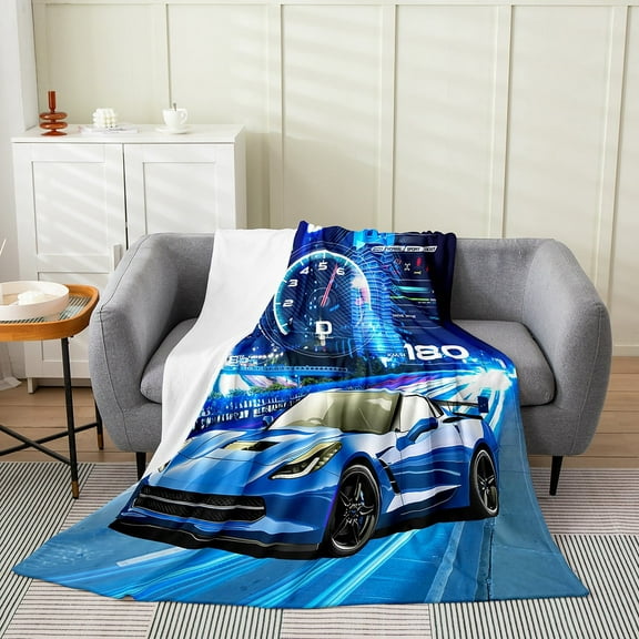 Erosebridal Sport Car Sherpa Blanket 50x60 For Teenager,Racing Car Fuzzy Blanket Throw,Fast Car Room Decorative