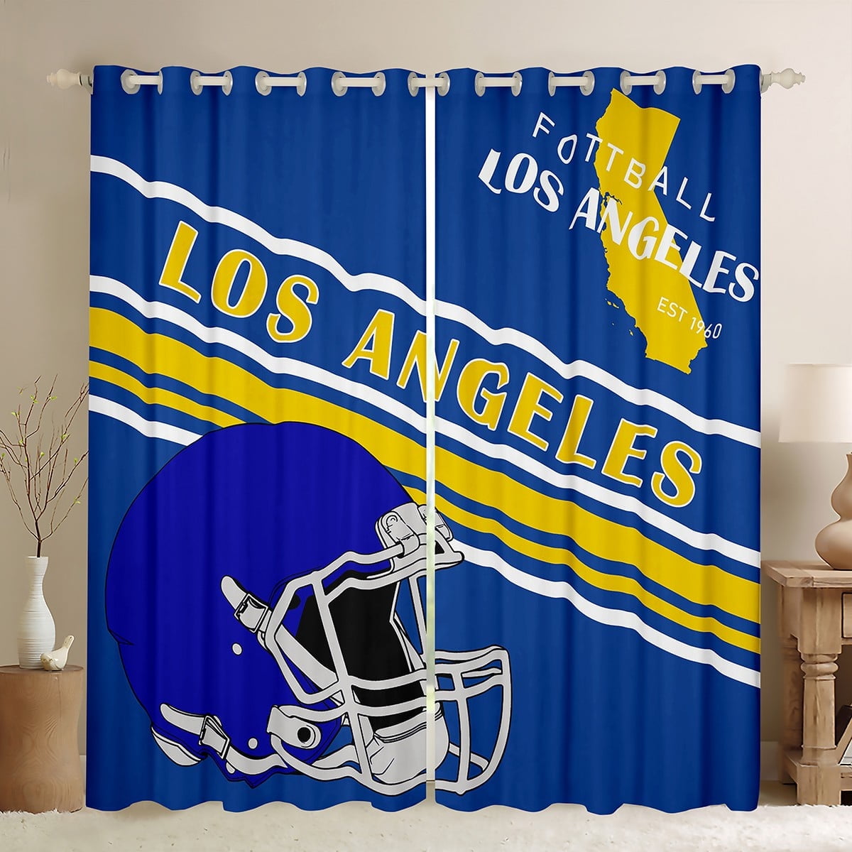 Erosebridal Sport Footabll Curtains Pack of 2 (42x63),Ball Game 30%-50% Black Out Curtains,Teenager Bedroom Decor(Los Angeles)