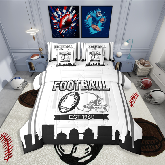 Erosebridal Sport Football Bed in a Bag King size,Stripes Bedding King Size,Room Decorative,Reversible,Ultra Soft,7pcs