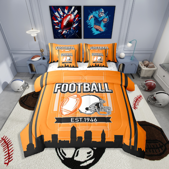 Erosebridal Sport Football Bed in a Bag King size,Stripes Bedding King Size,Room Decorative,Reversible,Ultra Soft,7pcs