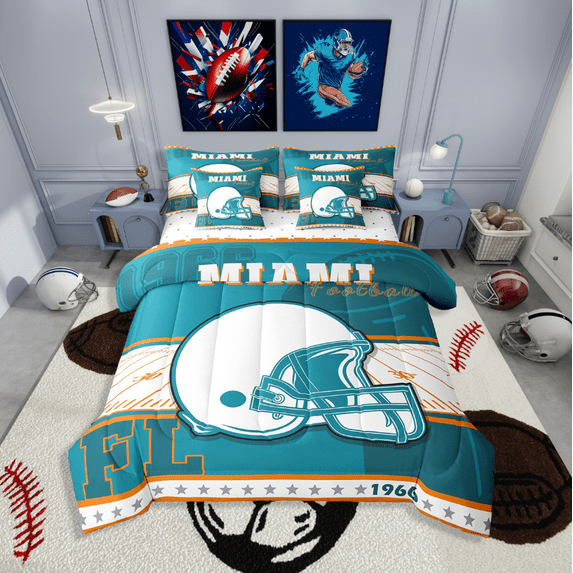 Erosebridal Sport Football Bedding Queen Size,Ball Game Bedding Sets Queen Size,Room Decorative,Reversible,Lightweight,7 Pieces