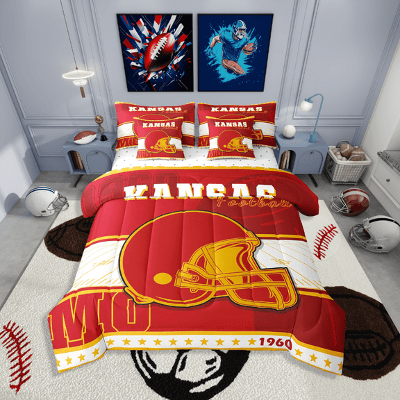 Erosebridal Sport Football Bedding Sets Twin Size,Ball Game Comforter Sets with Sheets,Room Decorative,Reversible,7pcs