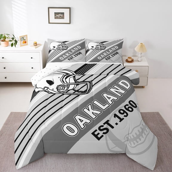 Erosebridal Sport Football Comforter Sets,Stripes Comforters & Duvets,Room Decorative (Oakland),Reversible,Breathable,2pcs