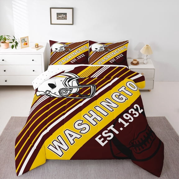 Erosebridal Sport Football Comforter Sets,Stripes Comforters & Duvets,Room Decorative (Washington),Reversible,Breathable,2pcs