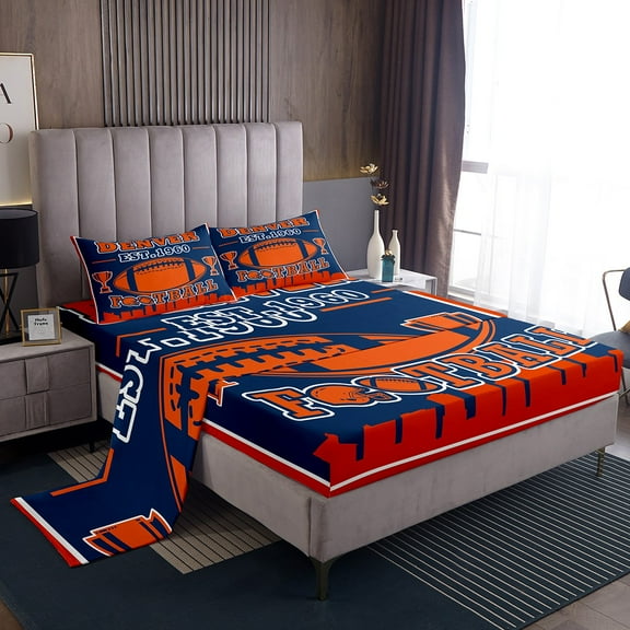 Erosebridal Sport Football Sheet Set Twin,Ball Game Bedding Sets Twin Size,Rugby Room Decorative(Denver),3pcs