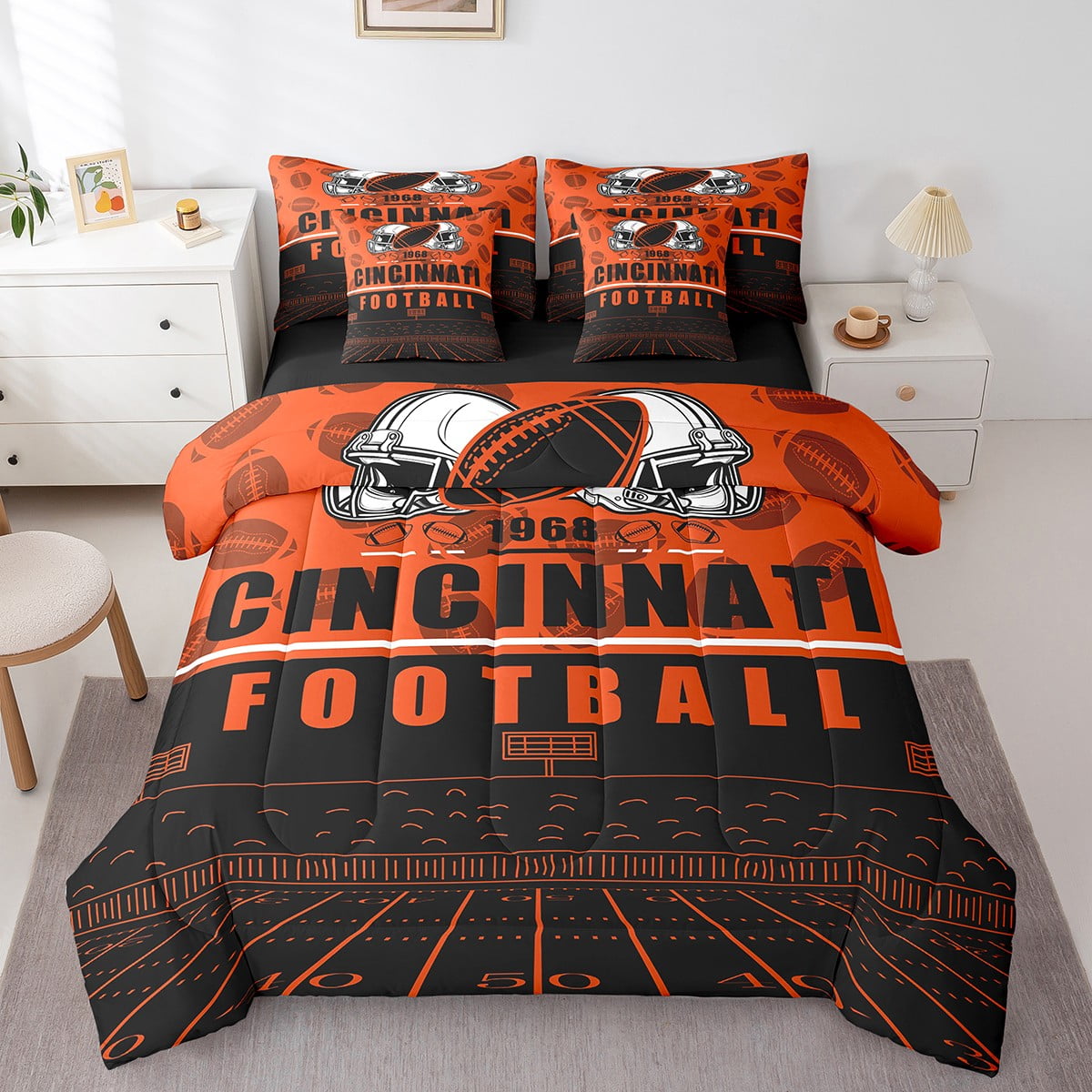 Erosebridal Sport Gamer Football Bed in a Bag Full size,Black Red Bed ...