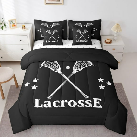 Erosebridal Sport Lacrosse Bedding Queen Size,Ball Game Bedding Sets Queen Size,Room Decorative,Lightweight,7 Pieces