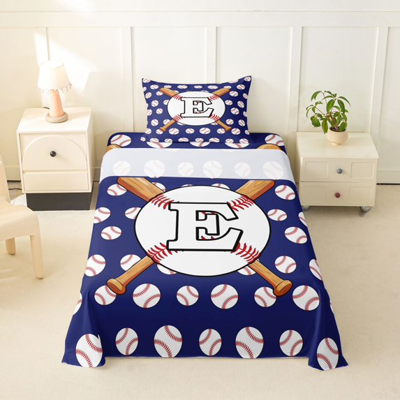Erosebridal Sport Letter Monogrammed E Twin Sheet Sets 3pcs for Teens,Baseball Gamer Bedding for Boys Girls,Breathable Home Decor