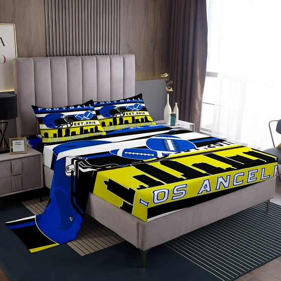 Erosebridal Sport Los Anceles Rugby Sheet Set Twin,Ball Game Bedding Sets Twin Size,Football Room Decorative,Breathable,3pcs