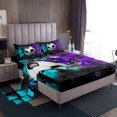thumbnail image 1 of Erosebridal Sport Soccer Bed Sheets Set Queen Size,Geometric Buffalo Bedding Sets Queen Size,Blue Purple Bed Sheets Queen,Lightweight Ball Gamer Room Decoration,4-Piece, 1 of 7
