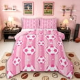 thumbnail image 1 of Erosebridal Sport Soccer Queen Comforter Set 3pcs for Boys Girls,Gradient Stripes Bedding Comforter Set for Kids Teens,Pink Reversible,Breathable Home Decor, 1 of 6