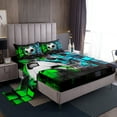 thumbnail image 1 of Erosebridal Sport Soccer Sheet Set Twin,Geometric Buffalo Bedding Sets Twin Size,Green Blue Twin Sheet Sets,Lightweight Ball Gamer Room Decoration,3pcs, 1 of 7