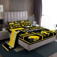 thumbnail image 1 of Erosebridal Sports Bed Sheets Set for Football Fan,Football Sheet Set Full,Rugby Sheets,Ball Patchwork Flat Fitted Sheet with 2 Pillowcases Deep Pockets(Pittsburgh), 1 of 6