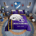 thumbnail image 1 of Erosebridal Sports Bedding American Football City Twin Bed Comforter Set, 3D Helmet Comforter Set Youth Bedroom, Purple Black Yellow Quilt - 1 Comforter 1 Pillowcase (Baltimore), 1 of 5