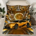 thumbnail image 1 of Erosebridal Sports Car Bed Sheets Gold Race Car Fitted Sheet Extreme Sports Bedding Set Cool Speed Racing Car Decor Soft Sheets with 1 Pillowcase, Twin, 1 of 5