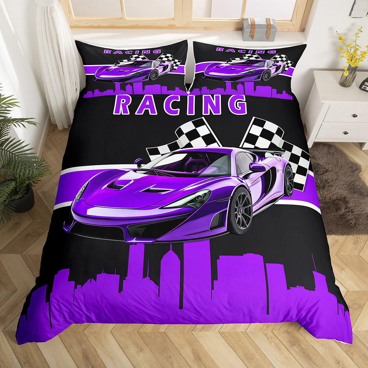 Dirt Track Racing Modified Bedding Set Carolina Blue – Custom Motorsports Duvet Cover & Pillowcases