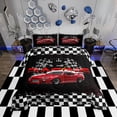 thumbnail image 1 of Erosebridal Sports Car Comforter Set King Size,Racing Car Bedding Set Teen Children Car Racing Gifts,Race Cars Quilt Bed Set with 1 Comforter 2 Pillowcases,Red Black White, 1 of 7