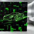 thumbnail image 1 of Erosebridal Sports Car Shower Curtain 72Wx72L, Neon Green Bathroom Curtain, Green Neon Outline, 1 of 5