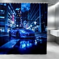 thumbnail image 1 of Erosebridal Sports Car Shower Curtain 72Wx84L, City Night Bathroom Shower Curtain, Blue Neon City, 1 of 5