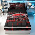 thumbnail image 1 of Erosebridal Sports Car Zipper Twin Comforter Sets with Fitted Sheet and 2 Pillowcases, Neon Cube Zipper Bedding Set, Red Black Cube, Black Reversible, 1 of 7