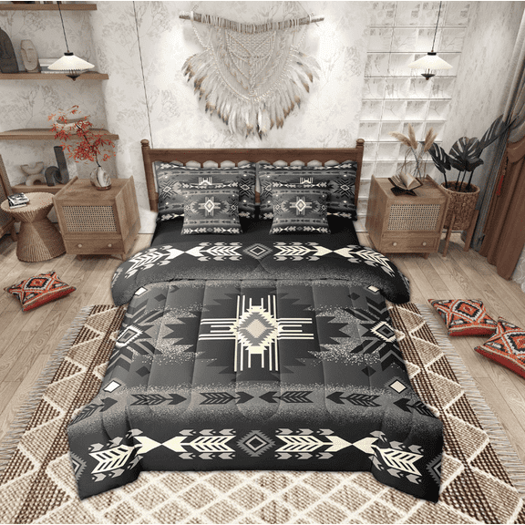 Erosebridal Hippie Aztec Bedding Sets Twin Size,Bohemian Theme Comforter Sets with Sheets,Lightweight Reversible Bed in a Bag Twin size,Tribal Room Decorative,7pcs