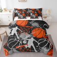thumbnail image 1 of Erosebridal Sports Basketball Bedding Queen Size for Kids Boys, Cartoon Ball Print Bedding Sets Queen Size, Black Grey Watercolor Decor, 7pcs, 1 of 5
