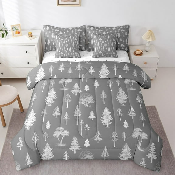 Erosebridal Botanical Tree Bedding Sets King Size,Green Wheat Bed in a Bag King size,Breathable Reversible Bedding King Size,Teenager Bedroom Decor,7 Pieces