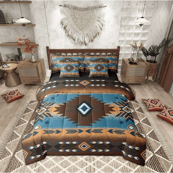 Erosebridal Tribal Aztec Bedding Sets Twin Size,Hippie Boho Comforter Sets with Sheets,Super Cozy Reversible Bed in a Bag Twin size,Teenager Bedroom Decor,7pcs