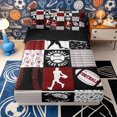 thumbnail image 1 of Erosebridal Sports Silhouette Pattern Zipper Twin Comforter Sets with Fitted Sheet and 2 Pillowcases,Chevron Texture Print Zipper Bedding Set,Burgundy Red Black White,Black Reversible, 1 of 6