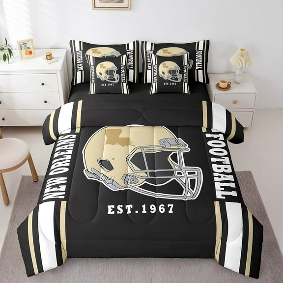 Erosebridal Sports Theme Bed in a Bag Twin Size,American Football Bed Set,New Orleans Bedding Twin Size For Kids Boys,Microfiber Bedroom Decorative Reversible,7 Pieces