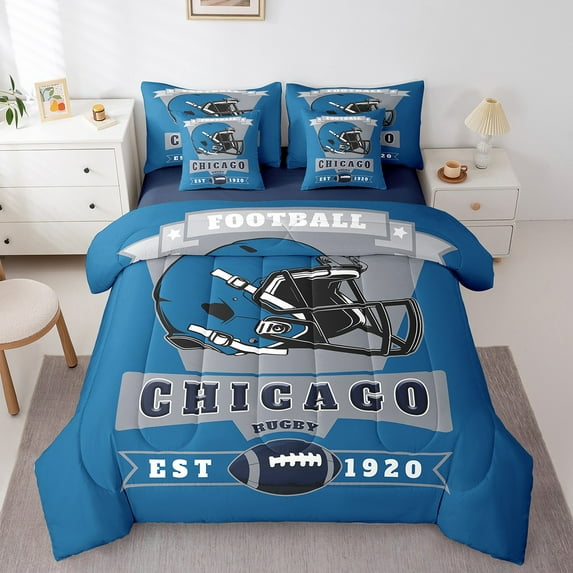 Erosebridal Sports Theme Bedding Queen Size 7pcs, Bedroom Decor, Navy Blue, Chicago