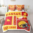thumbnail image 1 of Erosebridal Sports Theme Bedding Sets King Size,American Football Comforter Sets with Sheets,Red Orange Rugby City Silhouette Bed in a Bag King Size,Luxurious Bedroom Decorative Reversible,7-Piece, 1 of 7