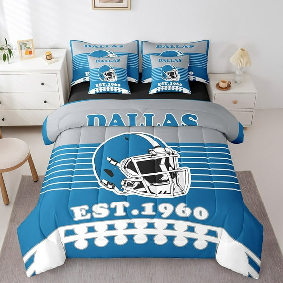 Erosebridal Sports Theme Bedding Sets Queen Size 7-Piece, Bedroom Decor, Navy Blue, Dallas