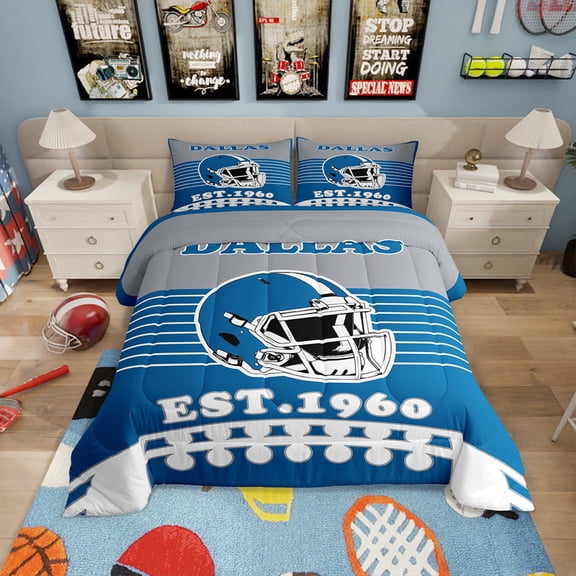 Erosebridal Sports Theme Bedding Twin Comforter Set, Bedroom Decor, Navy Blue 2-Piece, Dallas