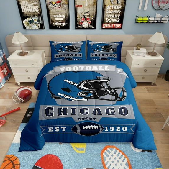 Erosebridal Sports Theme Comforter Sets, Bedroom Decor, Navy Blue 2-Piece, Chicago