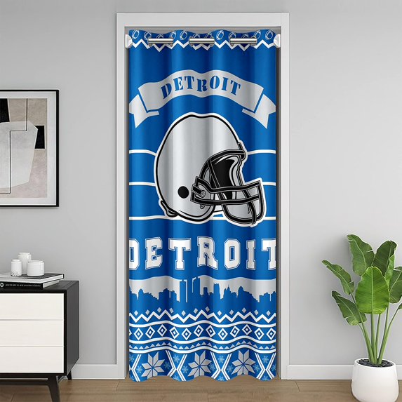 Erosebridal Sports Themed Blackout Curtain 52"W X 80"L for Bedroom Living Room,American Football City Door Curtain for Doorway Privacy,Rugby Room Divider Curtain,Football Fans Door Drape(Detroit)
