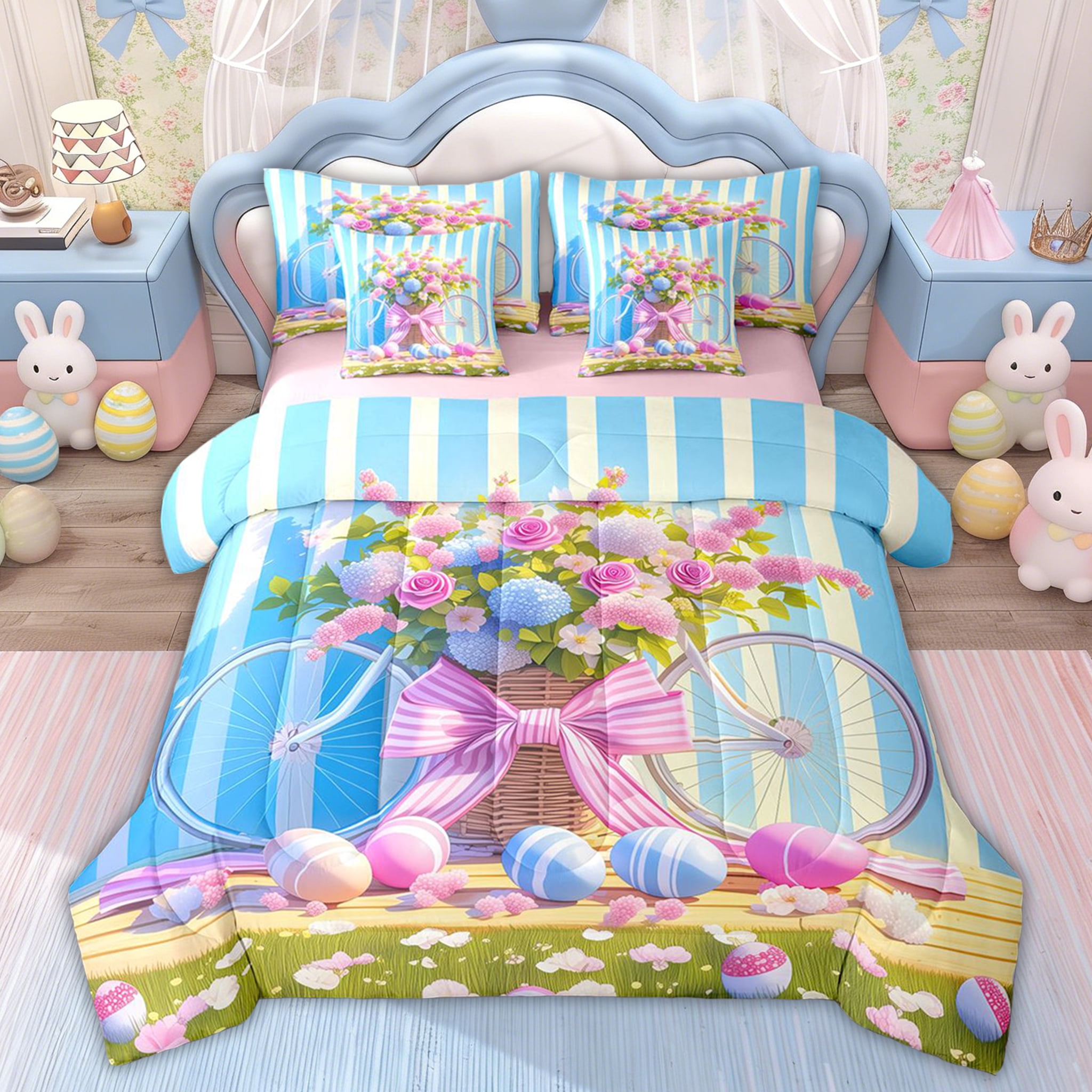 Spring Quilt Set Erosebridal Spring Rose Flower Kid Twin Bedding Sets, Easter Eggs ...
