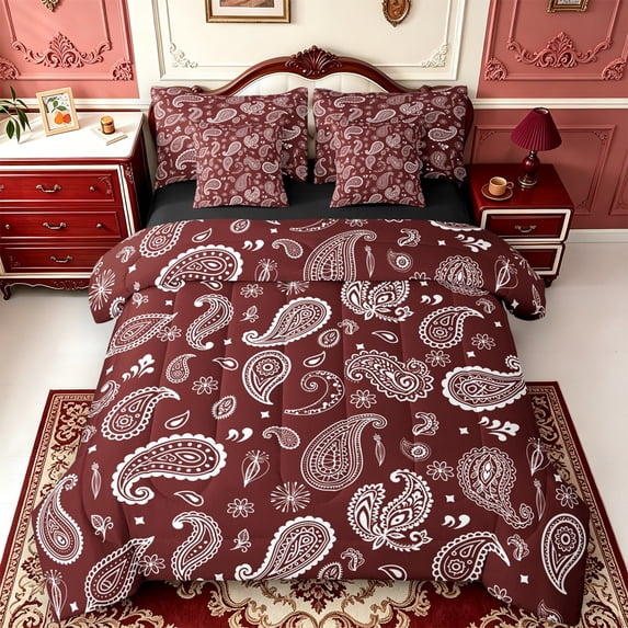 Erosebridal Star Bandana 7-Piece King Bedding,Sport Life King Bed in a Bag,Black Reversible