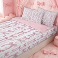 thumbnail image 1 of Erosebridal Star Bow Zipper Full Size Comforter Sets with Fitted Sheet and 2 Pillowcases for Adults, Pink Tiny Star Ribbon Zipper Bedding Set, Pink Reversible, 4 Pieces, 1 of 7