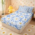 thumbnail image 1 of Erosebridal Star Dot Daisy Print Zipper Full Size Comforter Sets with Fitted Sheet and 2 Pillowcases,Big Floral Multicolor Star Light Blue Accent Zipper Bedding Set,Sky White,4pcs,Reversible, 1 of 6
