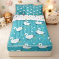 thumbnail image 1 of Erosebridal Star Heart Swan Print Zipper Twin Comforter Sets with Fitted Sheet and 2 Pillowcases for Girls Boys, Teal White Romantic Water Bird Zipper Bedding Set, Polkadot Reversible, 4-Piece, 1 of 7