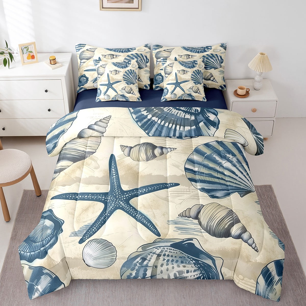 Sae Shell Bed Erosebridal Starfish Conch Bed in a Bag Full size,Sealife Seashell Bed ...