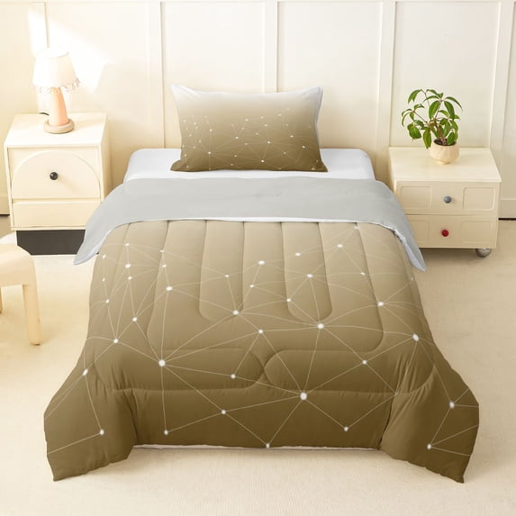 Erosebridal Starry Sky Twin Comforter Sets 3-Piece For Boys Girls,Teens Abstract Gradient Geometric Stripes Bedding Set,Grey Reversible