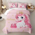 thumbnail image 1 of Erosebridal Stars Unicorn Print Twin Quilt Set for Girls, Cute Princess Style Twin Coverlet Set, 2-Piece, 1 of 7