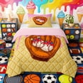 thumbnail image 1 of Erosebridal Strawberry Drizzle Baseball Glove Print Twin Comforter Sets, Sweet Sports Bedding Set for Kids Boys and Girls, Pink Reversible 2 Pieces, 1 Comforter and 1 Pillowcase, 1 of 6