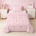 thumbnail image 1 of Erosebridal Stripe Bow Silhouette Twin Comforter Sets for Girls, Girly Linear Retro Print Bedding Set, Pink Reversible 2-Piece 1 Comforter and 1 Pillowcase, 1 of 6