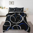 thumbnail image 1 of Erosebridal Stripes Lines Bedding Twin Comforter Set,Black Blue Down Comforter,Geometric Circle Bedding Sets Twin with Comforter,Super Cozy Teenager Bedroom Decor,Reversible,2-Piece, 1 of 8
