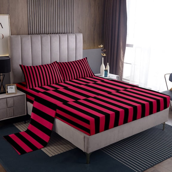 Erosebridal Stripes Ombre Sheet Set Twin, Abstract Bedding Sets Twin Size, Modern Geometric Twin Sheet Sets, Microfiber Room Decorative, 3pcs