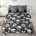 thumbnail image 1 of Erosebridal Sugar Skull 7 Pieces Bedding Set Full Size, Gothic Skull Comforter Set with Sheets Rose Skeleton Bed in A Bag Boho Exotic Teens Bed Set Bedroom Decor 7Pcs, 1 of 5