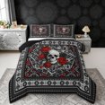 thumbnail image 1 of Erosebridal Sugar Skull Full Size Comforter Sets, Bohemian Aztec Mandala Bedding Sets, Black Gray Red, Black Reversible 3pcs, 1 Comforter and 2 Pillowcases, 1 of 6